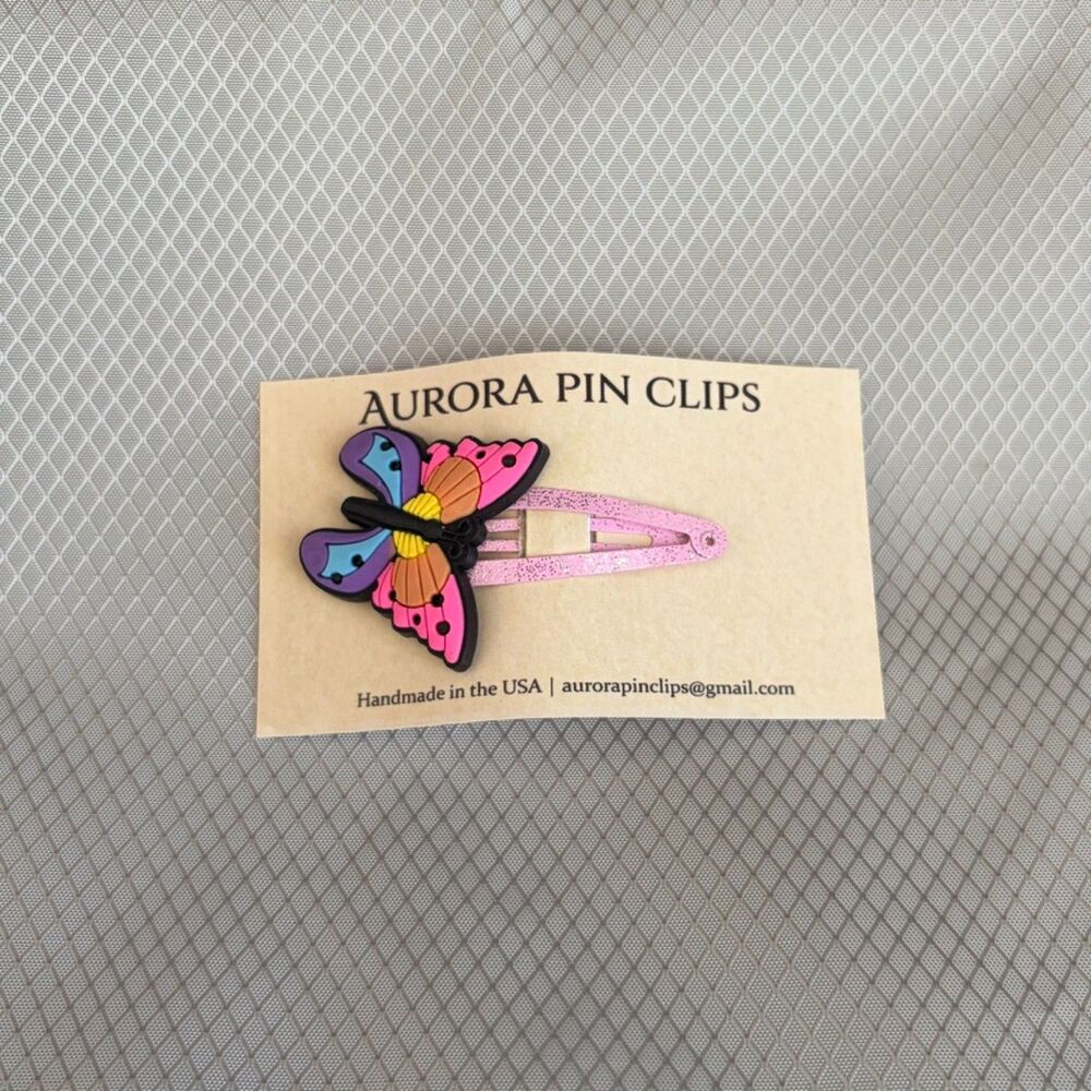 Aurora Pin Clips 55mm Hair Clip - Multicolor Butterfly